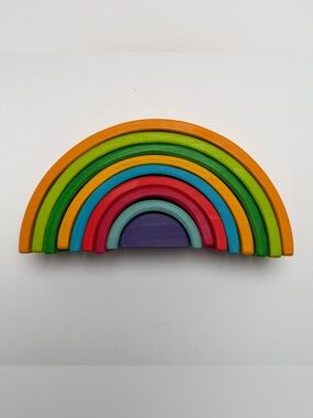 Colorful Wooden Rainbow Stacking Toy - Multicolor(Sample—defective.⚠️⚠️⚠️）